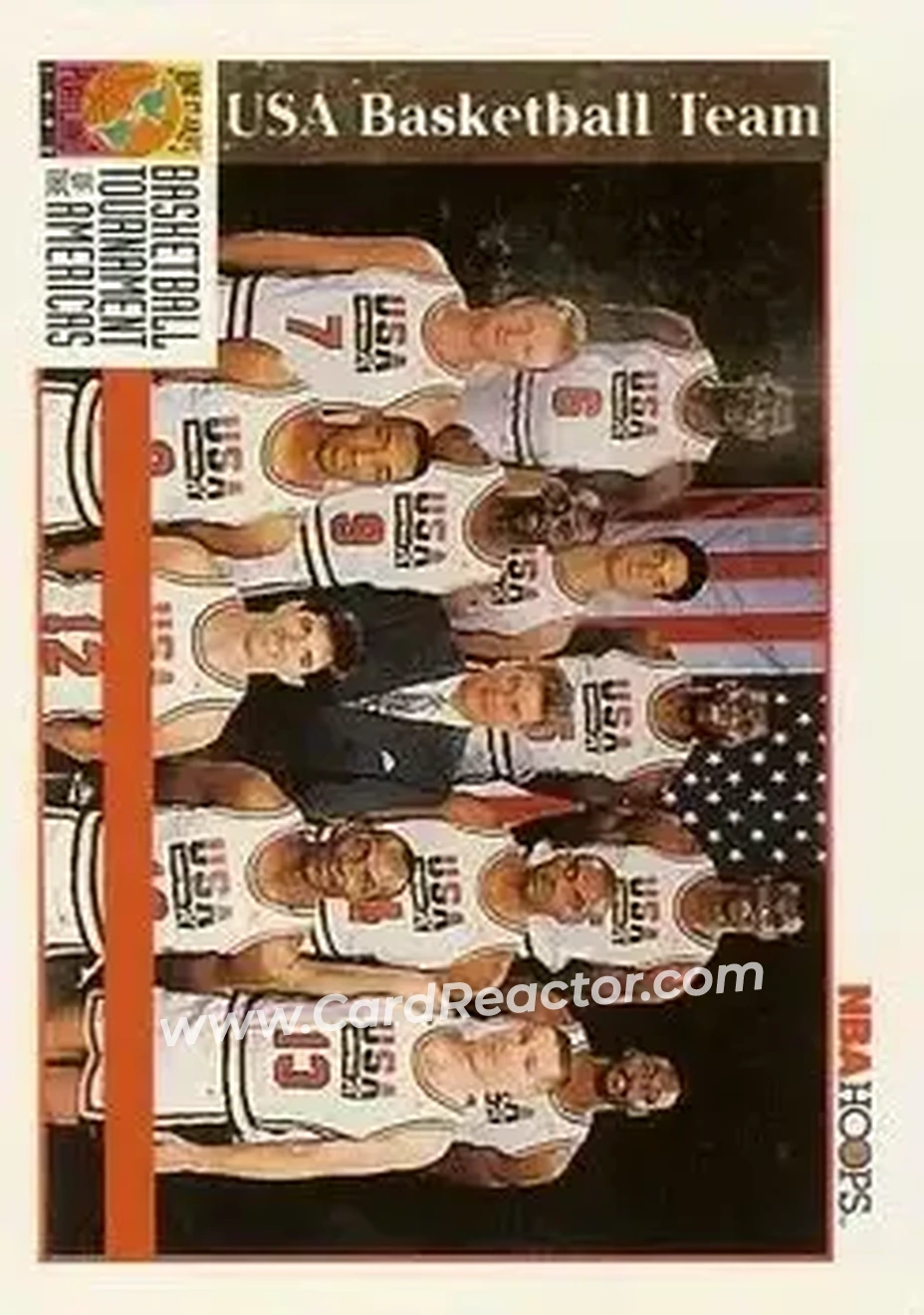 1992-93 Hoops - Single Promos #USA - ? ? USA? USA Basketball Team BTAVAR: Has "USA" notation top left on the back USA - USA - Front 1992-93 Hoops - Single Promos #USA - ? ? USA? USA Basketball Team BTAVAR: Has "USA" notation top left on the back USA - USA - Front