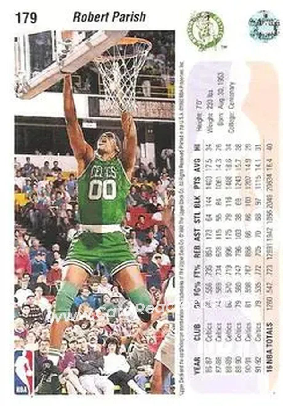 1992-93 Upper Deck #179 - Robert Parish - Boston Celtics - Back