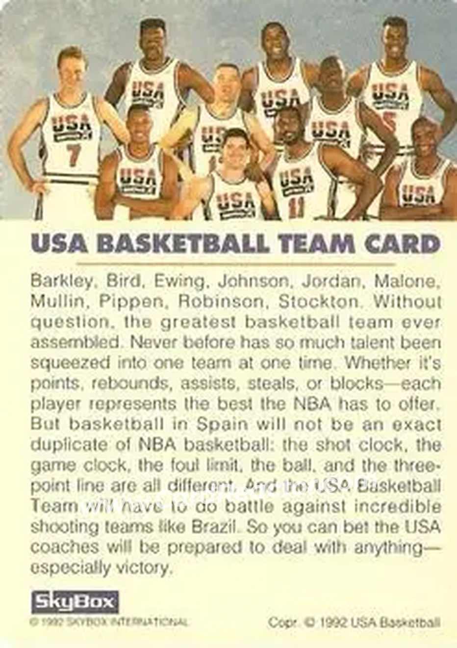 1992 SkyBox USA #NNO - Card #NNO - USA - Back 1992 SkyBox USA #NNO - Card #NNO - USA - Back