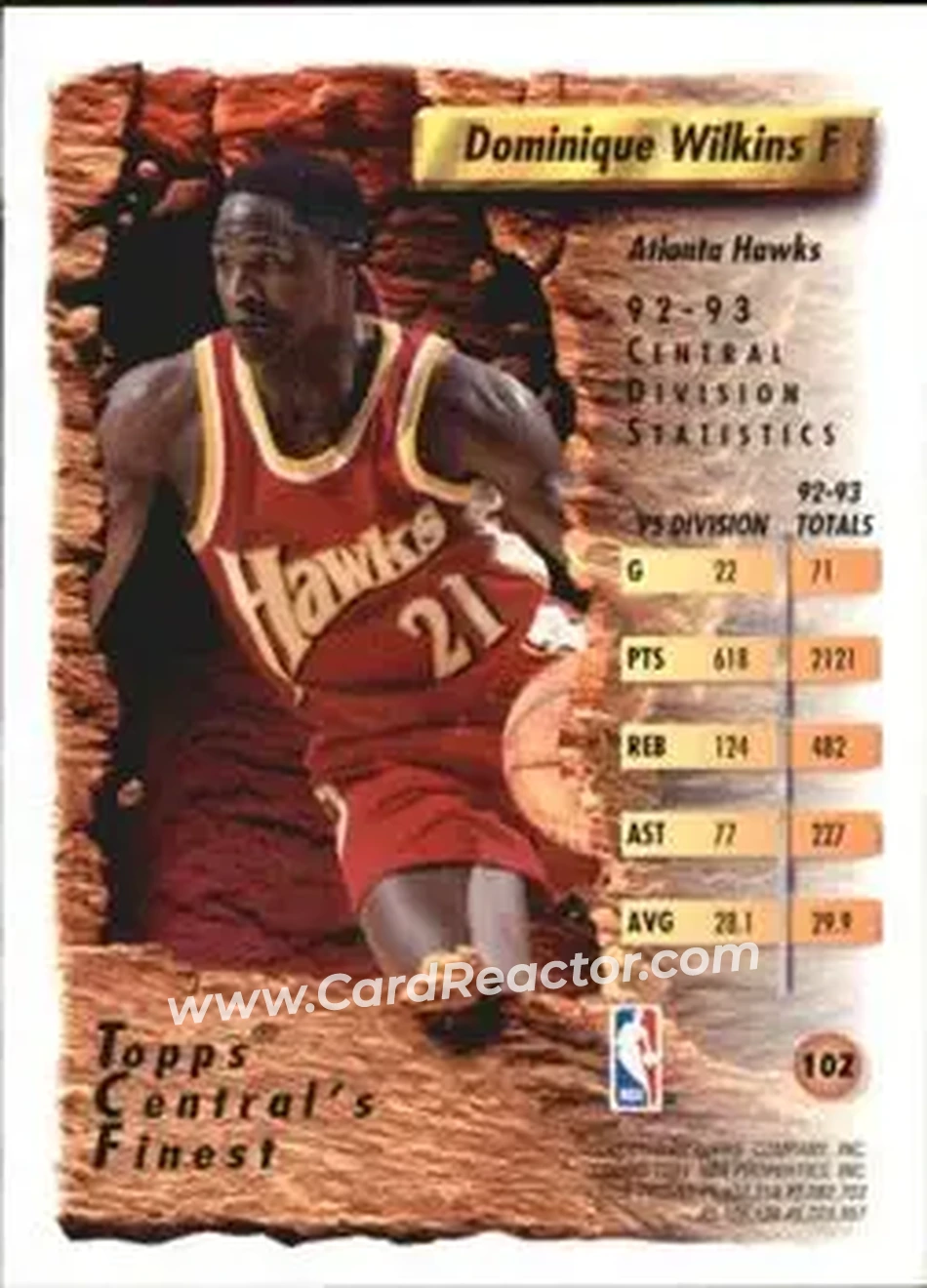 1993-94 Finest #102 - Dominique Wilkins - Atlanta Hawks - Back
