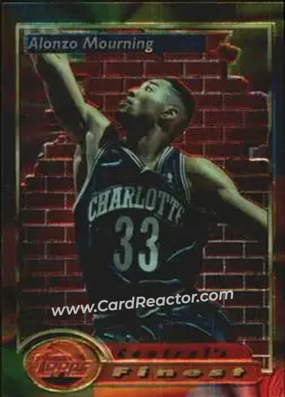 1993-94 Finest #104 - Alonzo Mourning - Charlotte Hornets - Front 1993-94 Finest #104 - Alonzo Mourning - Charlotte Hornets - Front
