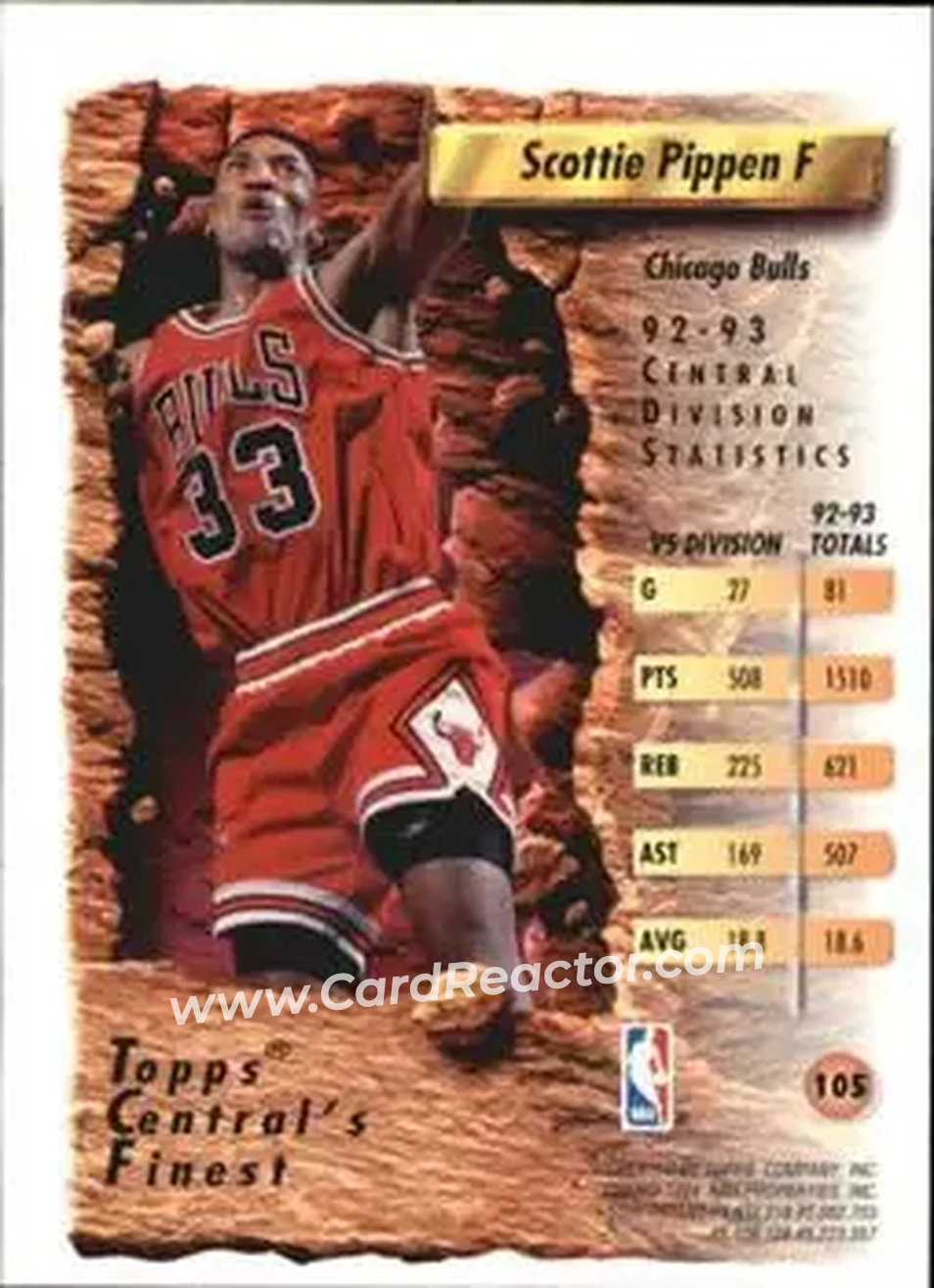 1993-94 Finest #105 - Scottie Pippen - Chicago Bulls - Back