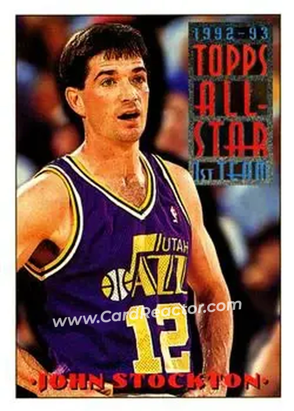 1993-94 Topps #102 - John Stockton - Utah Jazz - Front 1993-94 Topps #102 - John Stockton - Utah Jazz - Front