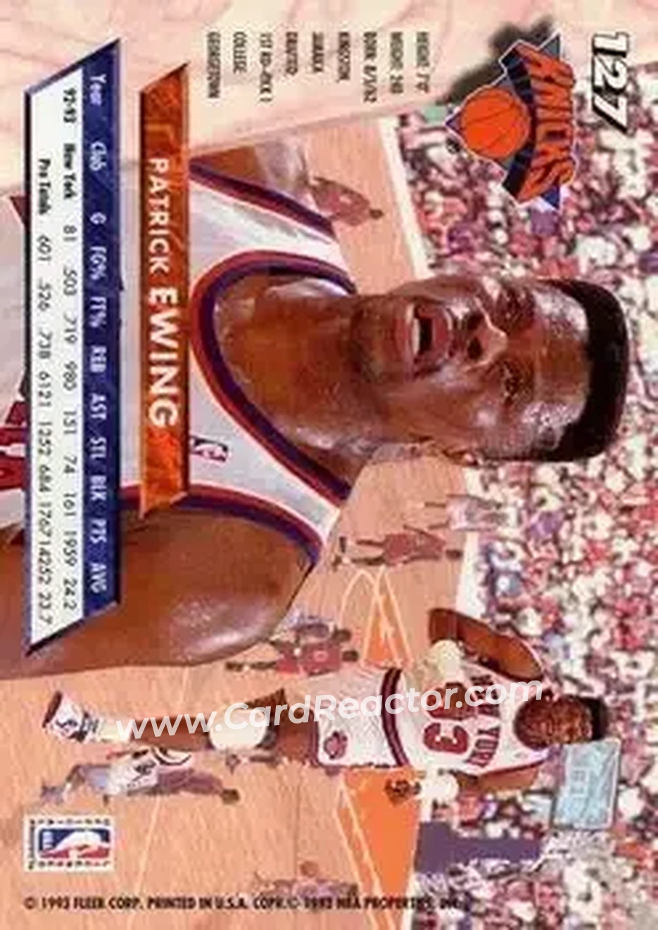 1993-94 Ultra #127 - Patrick Ewing - New York Knicks - Back