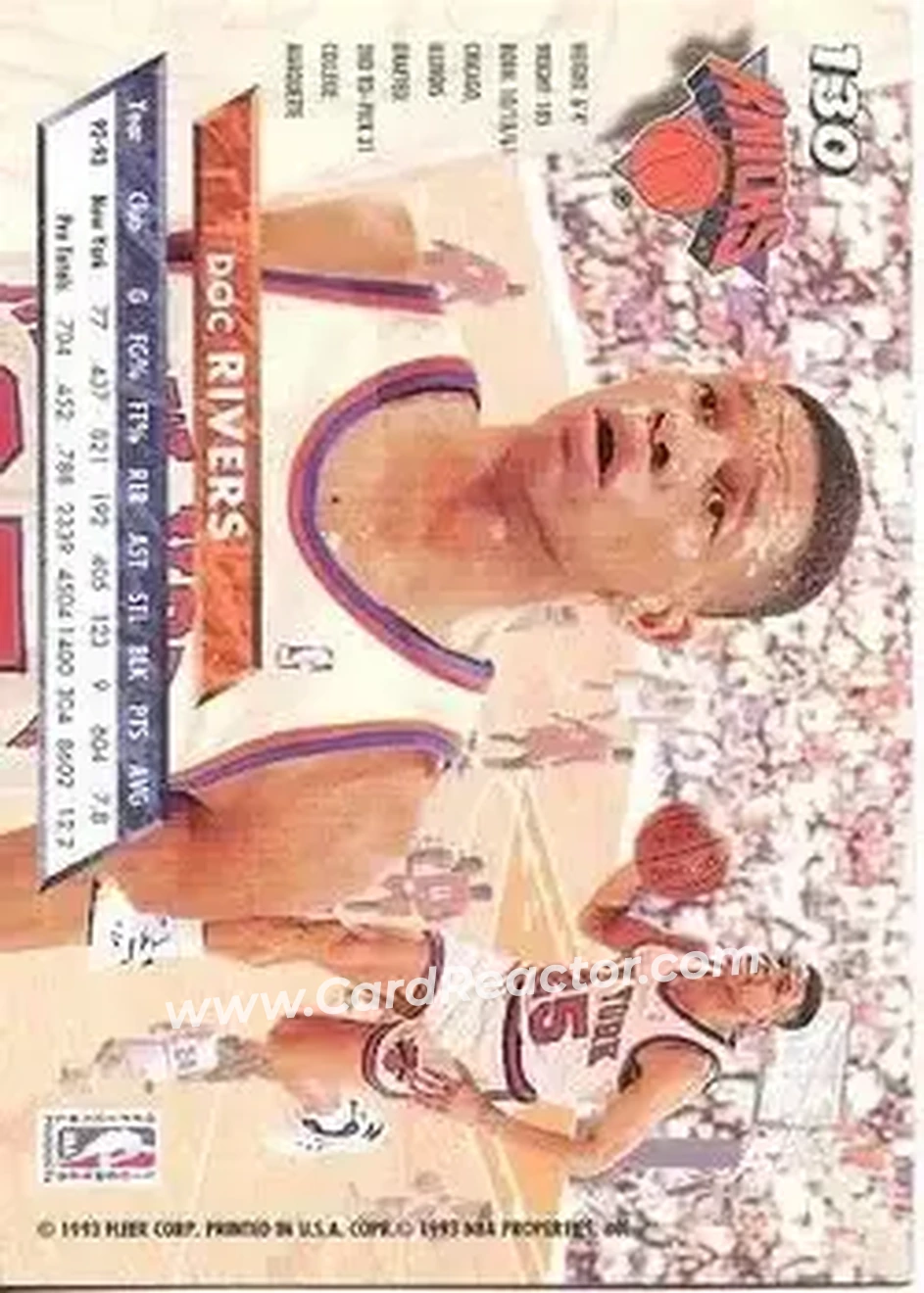 1993-94 Ultra #130 - Doc Rivers - New York Knicks - Back