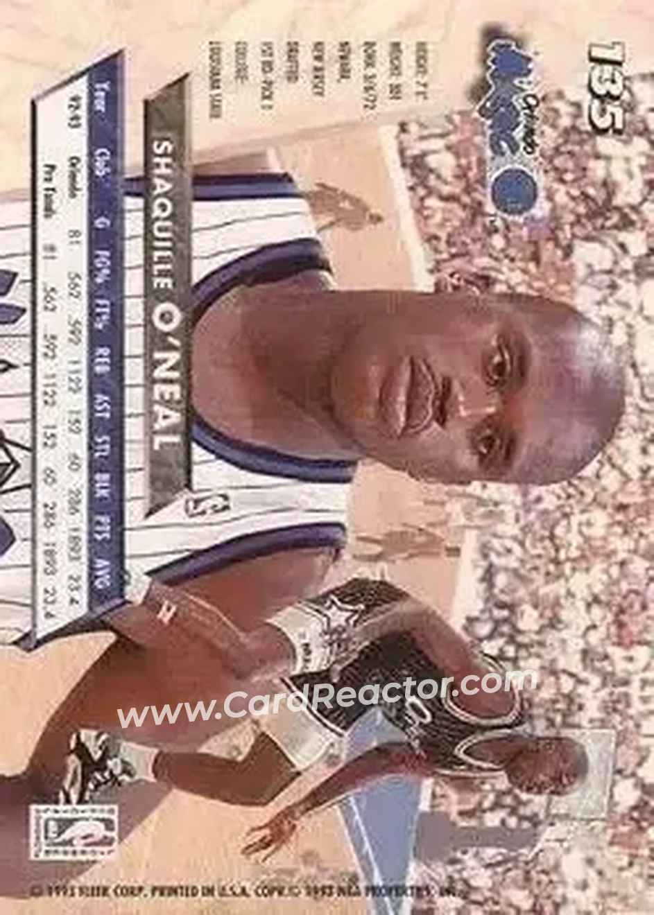 1993-94 Ultra #135 - Shaquille O'Neal - Orlando Magic - Back 1993-94 Ultra #135 - Shaquille O'Neal - Orlando Magic - Back