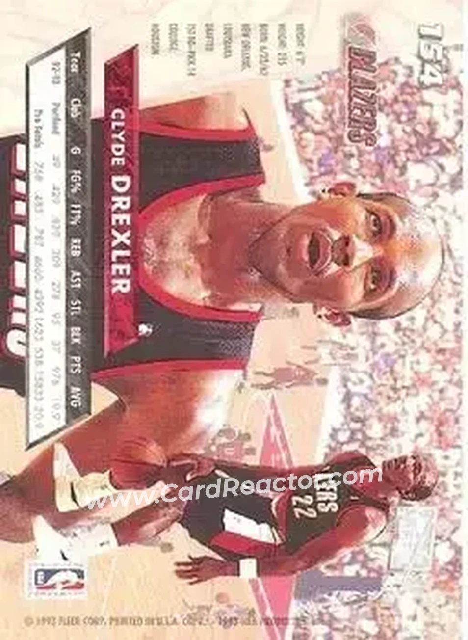 1993-94 Ultra #154 - Clyde Drexler - Portland Trail Blazers - Back 1993-94 Ultra #154 - Clyde Drexler - Portland Trail Blazers - Back