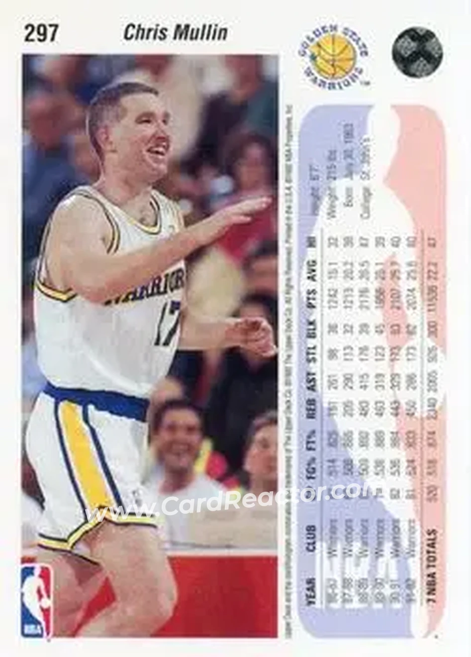 1992-93 Upper Deck #297 - Chris Mullin - Golden State Warriors - Back