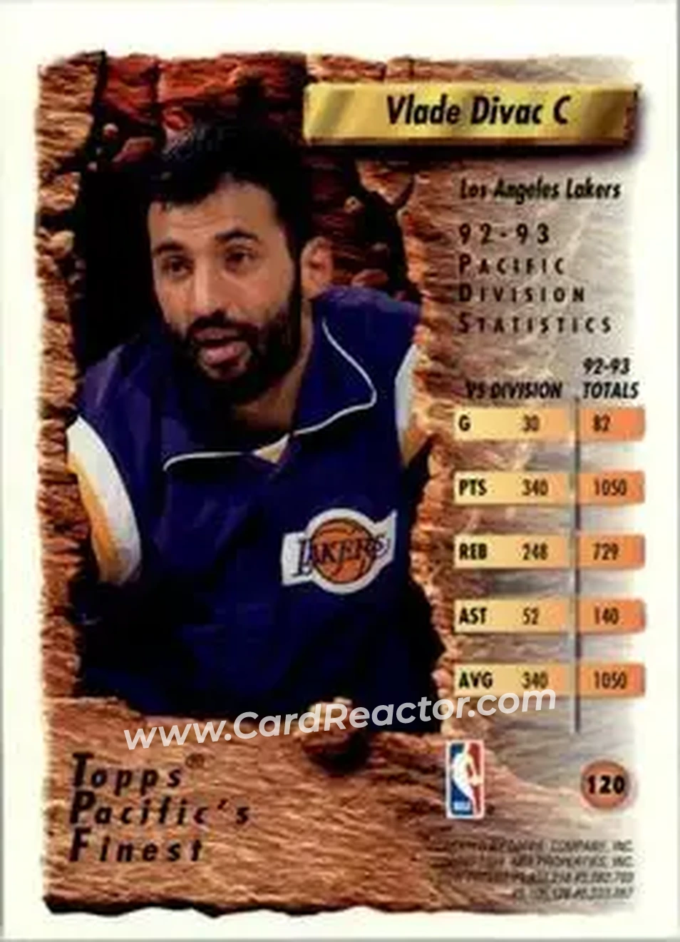 1993-94 Finest #120 - Vlade Divac - Los Angeles Lakers - Back 1993-94 Finest #120 - Vlade Divac - Los Angeles Lakers - Back