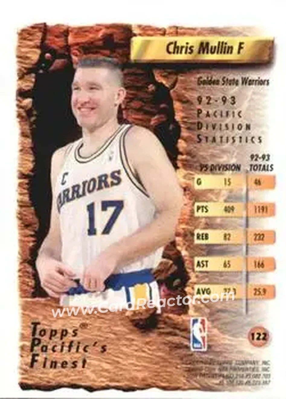 1993-94 Finest #122 - Chris Mullin - Golden State Warriors - Back