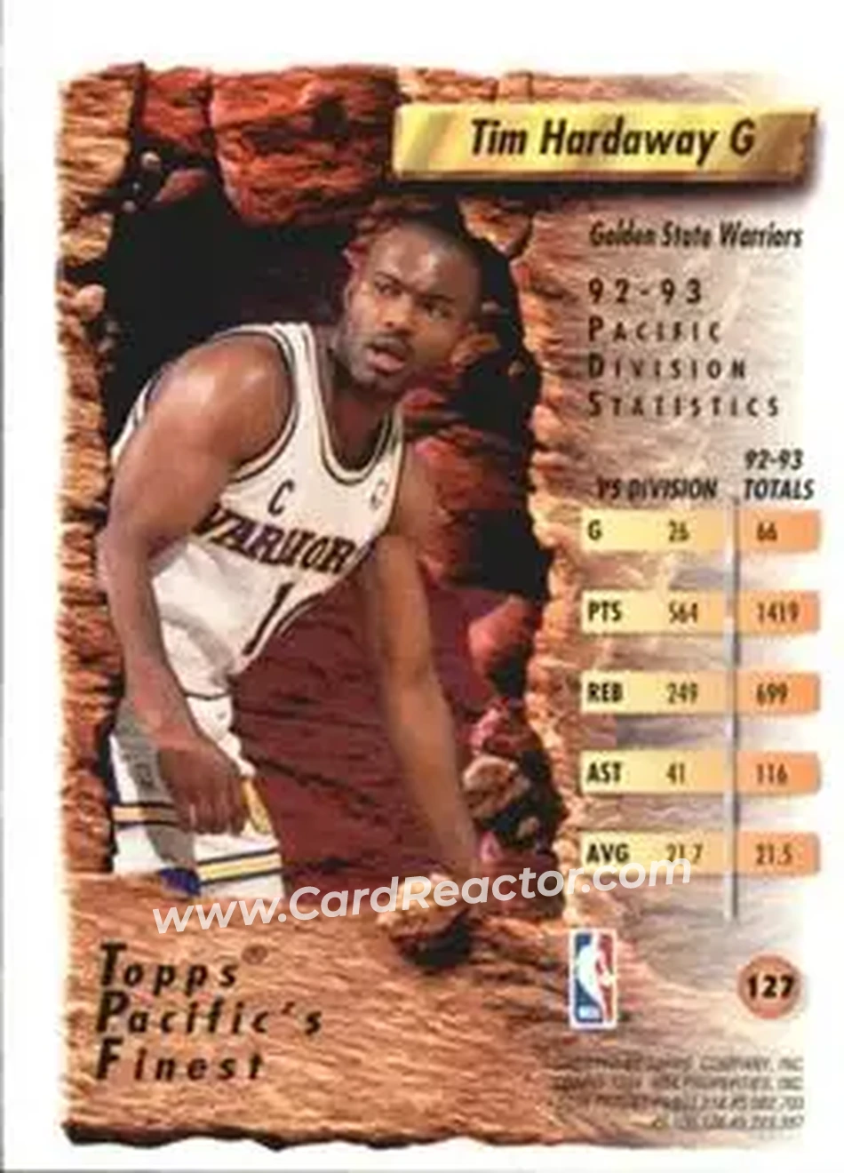 1993-94 Finest #127 - Tim Hardaway - Golden State Warriors - Back