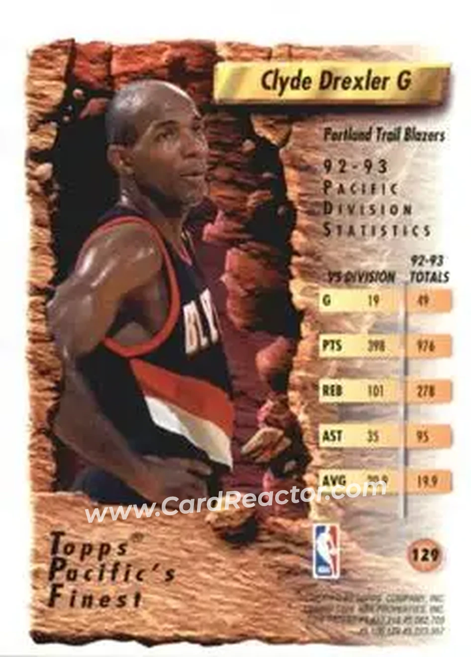 1993-94 Finest #129 - Clyde Drexler - Portland Trail Blazers - Back