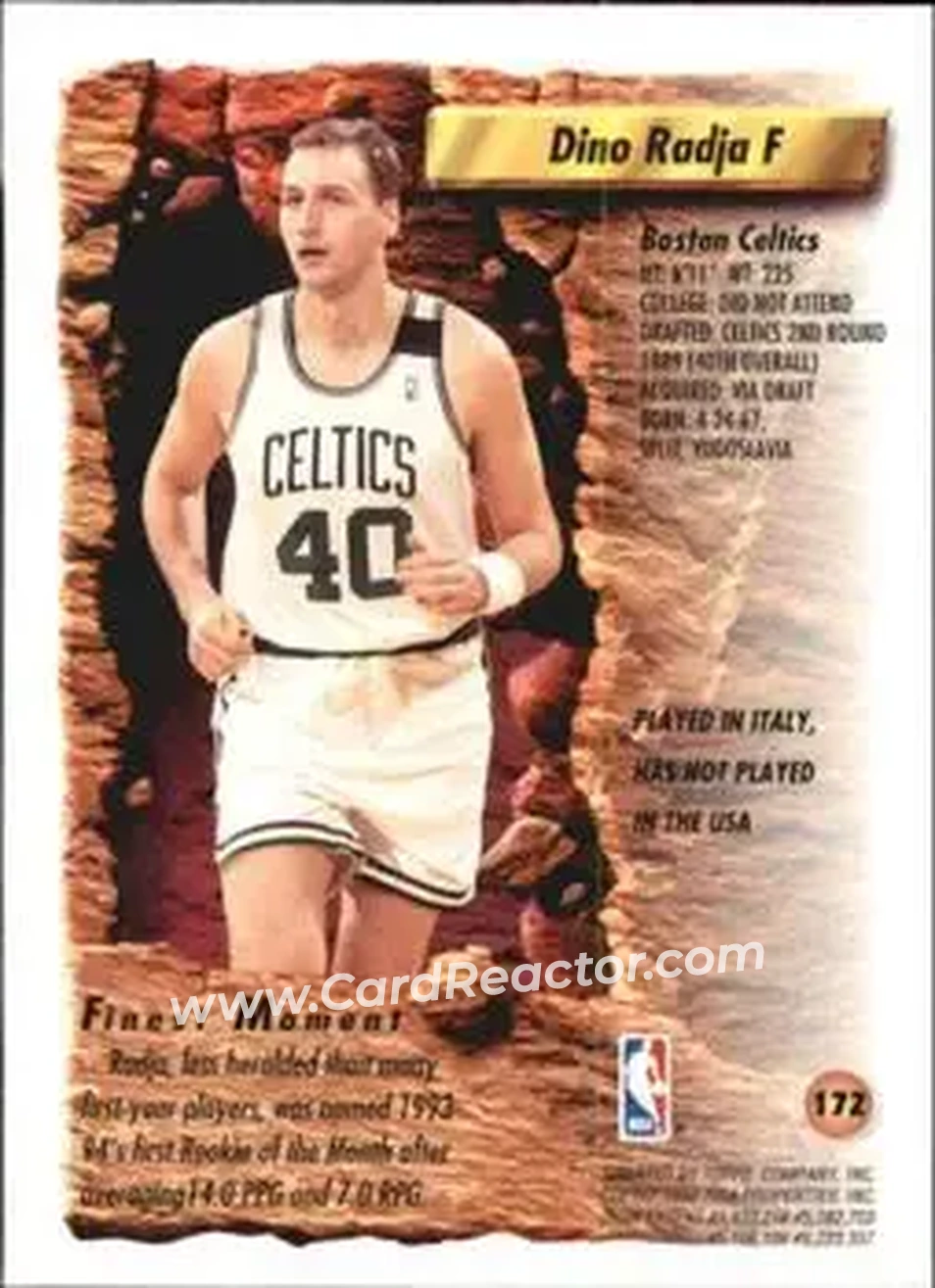 1993-94 Finest #172 - Dino Radja - Boston Celtics - Back 1993-94 Finest #172 - Dino Radja - Boston Celtics - Back