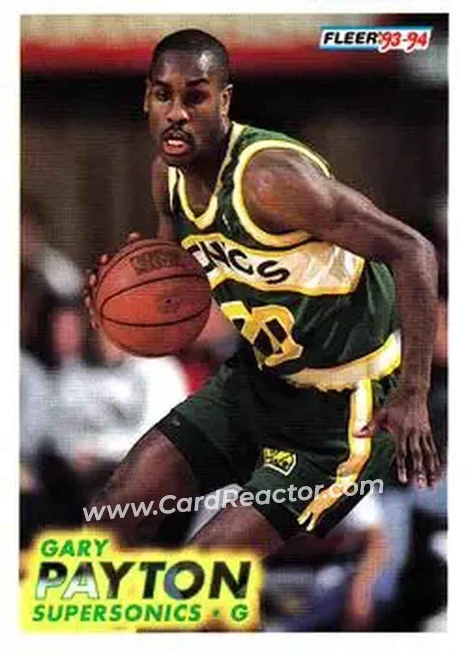 1993-94 Fleer #202 - Gary Payton - Seattle SuperSonics - Front 1993-94 Fleer #202 - Gary Payton - Seattle SuperSonics - Front