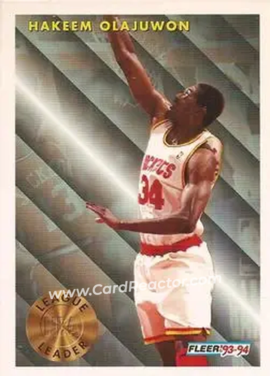 1993-94 Fleer #225 - Hakeem Olajuwon - Houston Rockets - Front 1993-94 Fleer #225 - Hakeem Olajuwon - Houston Rockets - Front