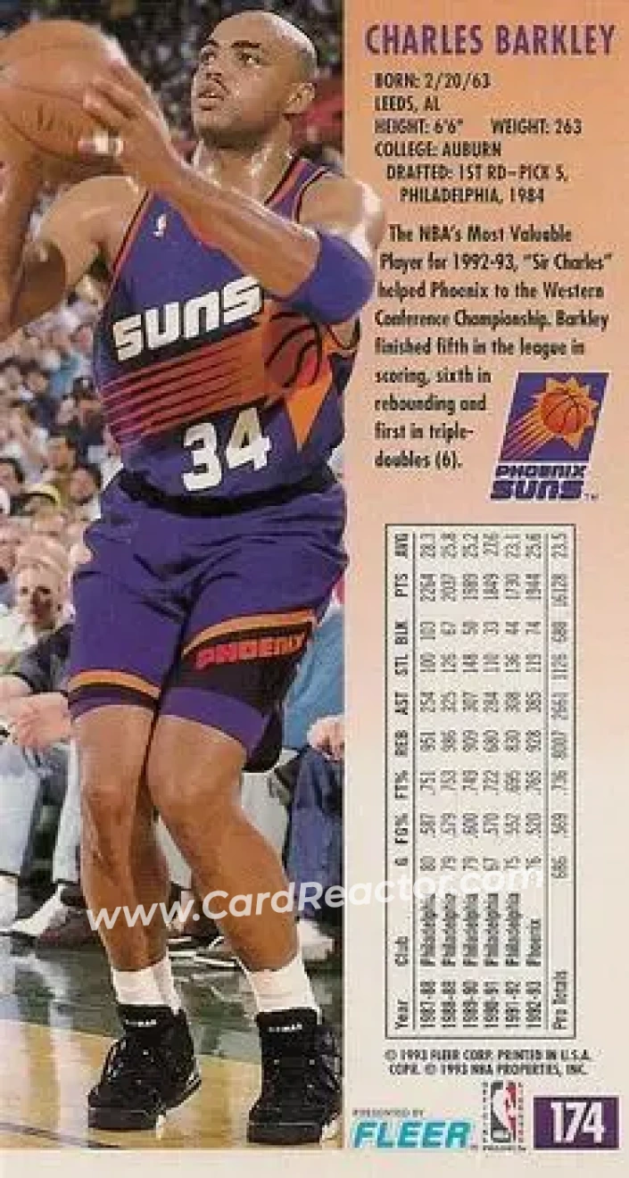 1993-94 Jam Session #174 - Charles Barkley - Phoenix Suns - Back