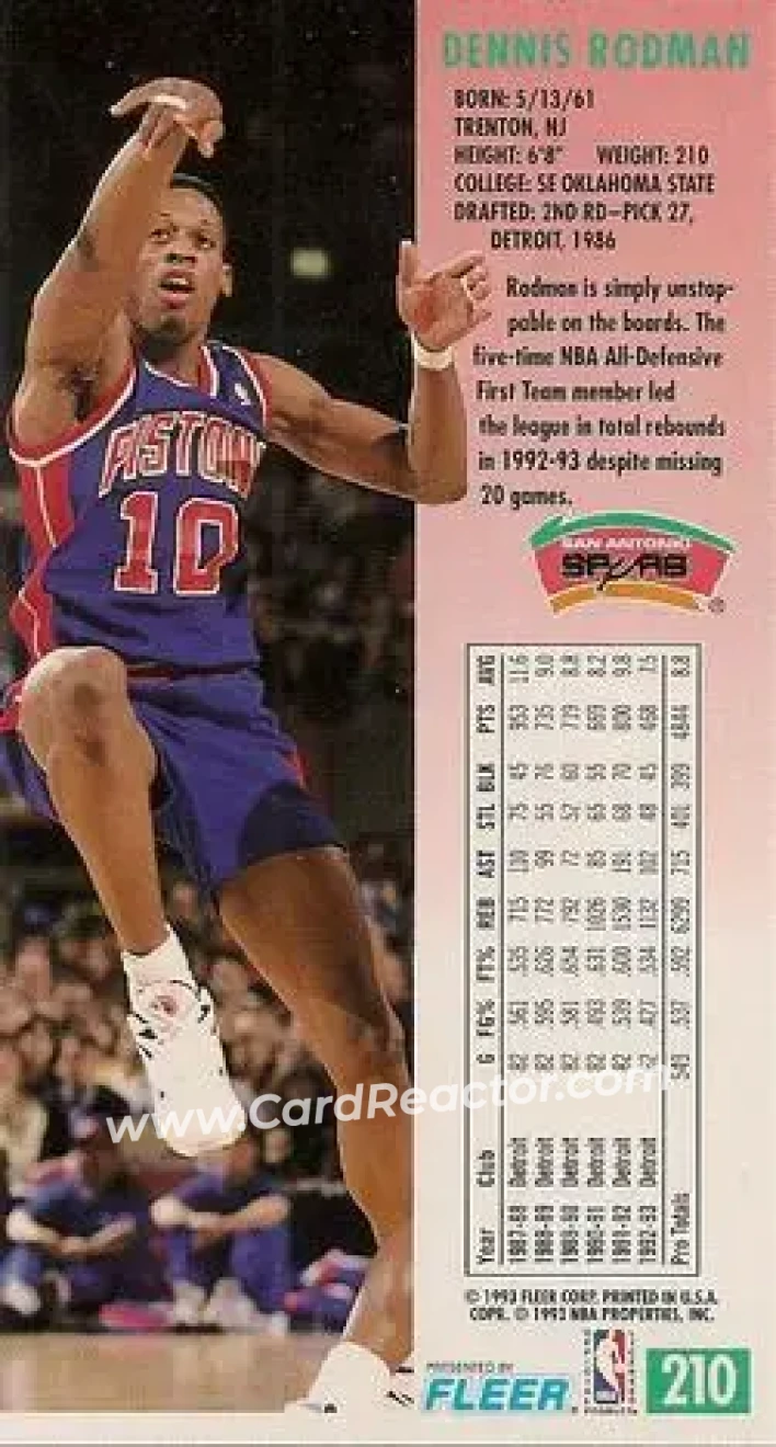 1993-94 Jam Session #210 - Dennis Rodman - San Antonio Spurs - Back
