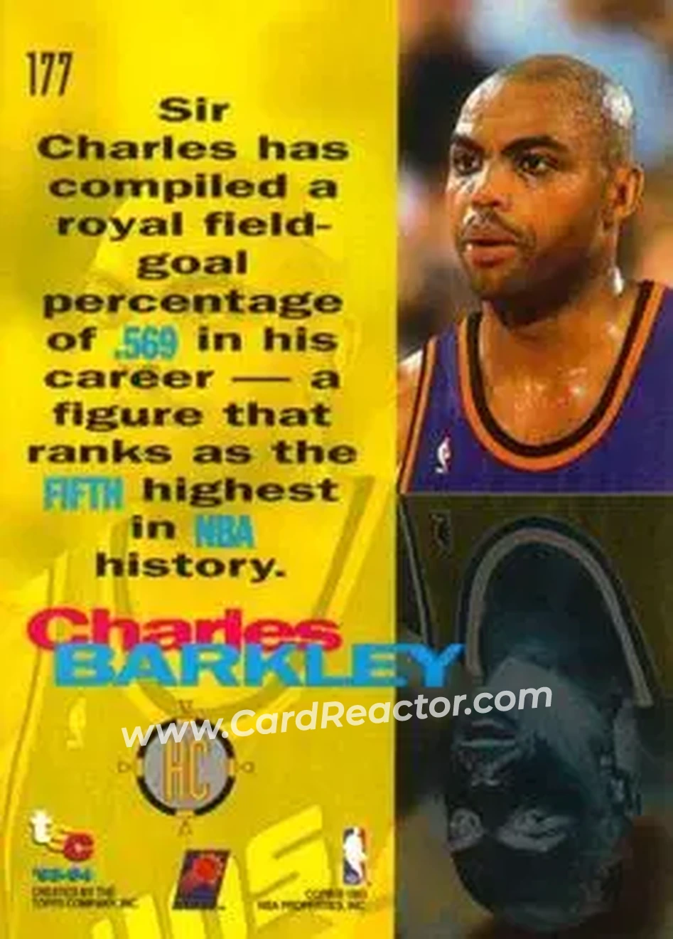 1993-94 Stadium Club #177 - Charles Barkley - Phoenix Suns - Back