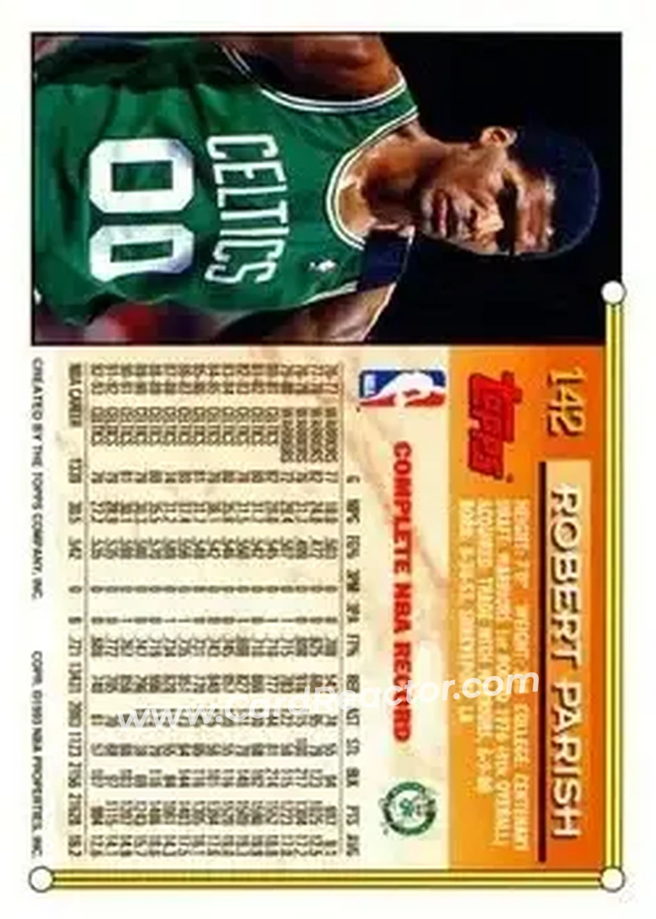 1993-94 Topps #142 - Robert Parish - Boston Celtics - Back