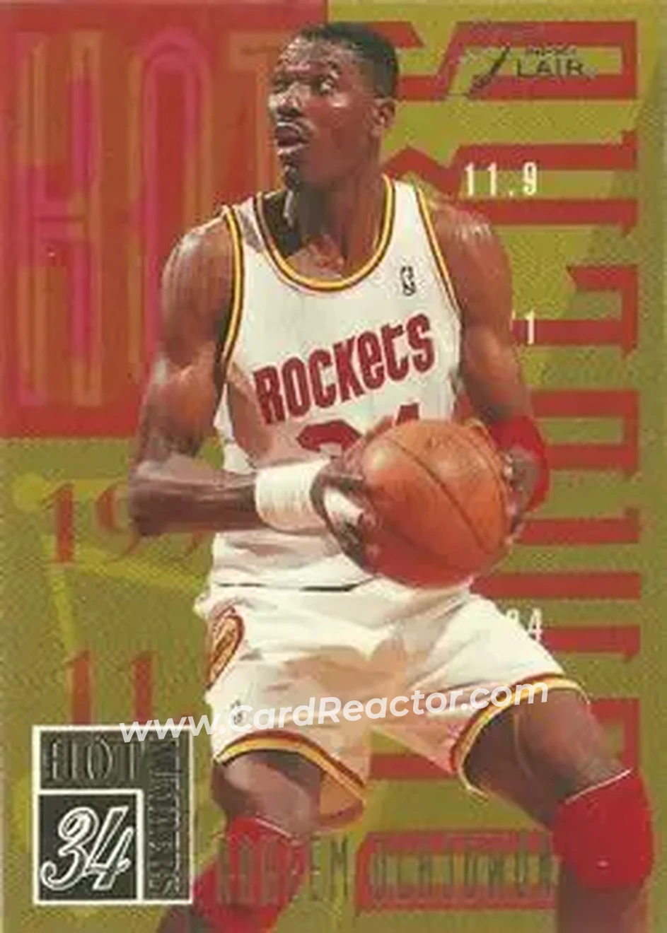1994-95 Flair - Hot Numbers #11 - Hakeem Olajuwon - Houston Rockets - Front