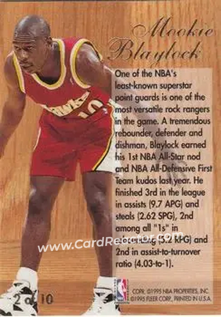 1994-95 Flair - Play Maker #2 - Mookie Blaylock - Atlanta Hawks - Back 1994-95 Flair - Play Maker #2 - Mookie Blaylock - Atlanta Hawks - Back