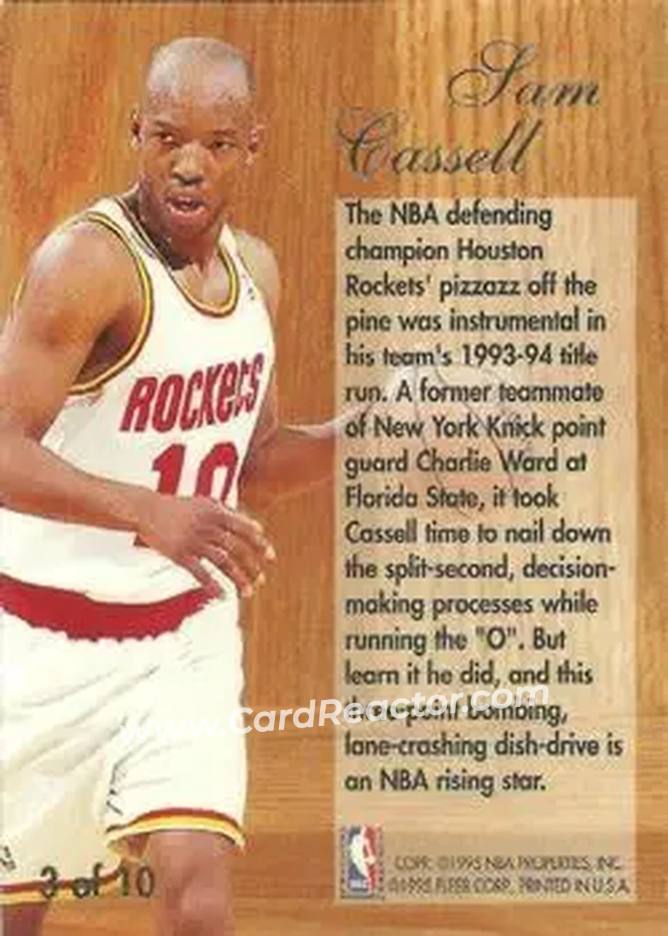 1994-95 Flair - Play Maker #3 - Sam Cassell - Houston Rockets - Back 1994-95 Flair - Play Maker #3 - Sam Cassell - Houston Rockets - Back