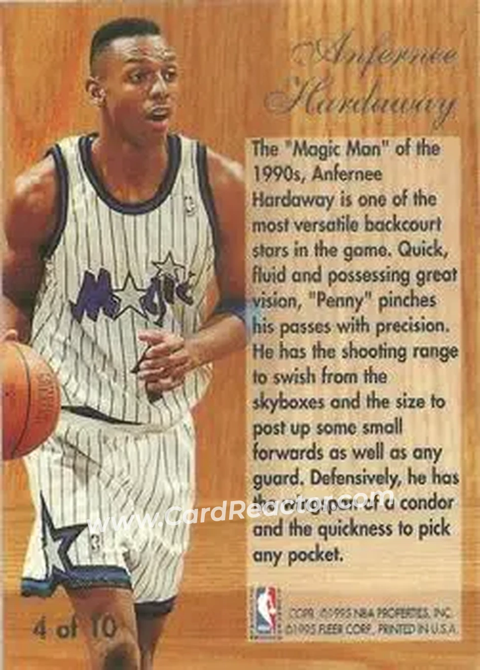 1994-95 Flair - Play Maker #4 - Anfernee Hardaway - Orlando Magic - Back