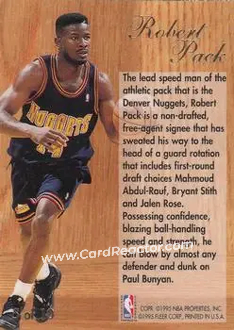 1994-95 Flair - Play Maker #5 - Robert Pack - Denver Nuggets - Back