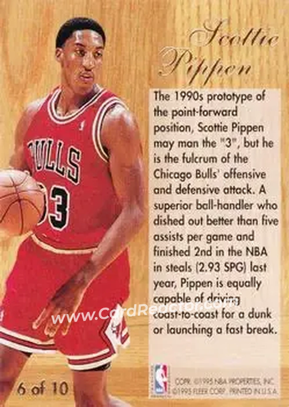 1994-95 Flair - Play Maker #6 - Scottie Pippen - Chicago Bulls - Back 1994-95 Flair - Play Maker #6 - Scottie Pippen - Chicago Bulls - Back
