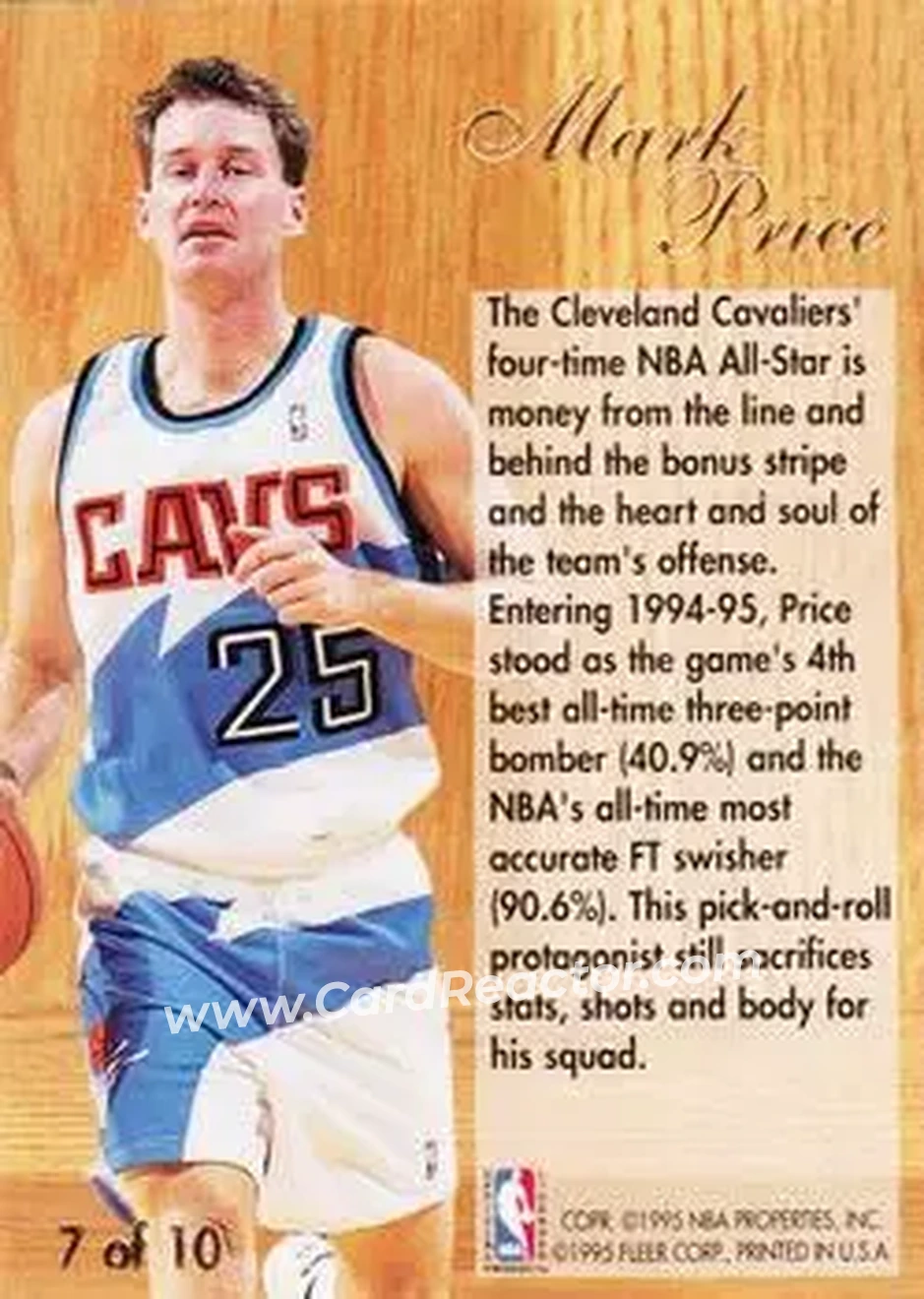1994-95 Flair - Play Maker #7 - Mark Price - Cleveland Cavaliers - Back