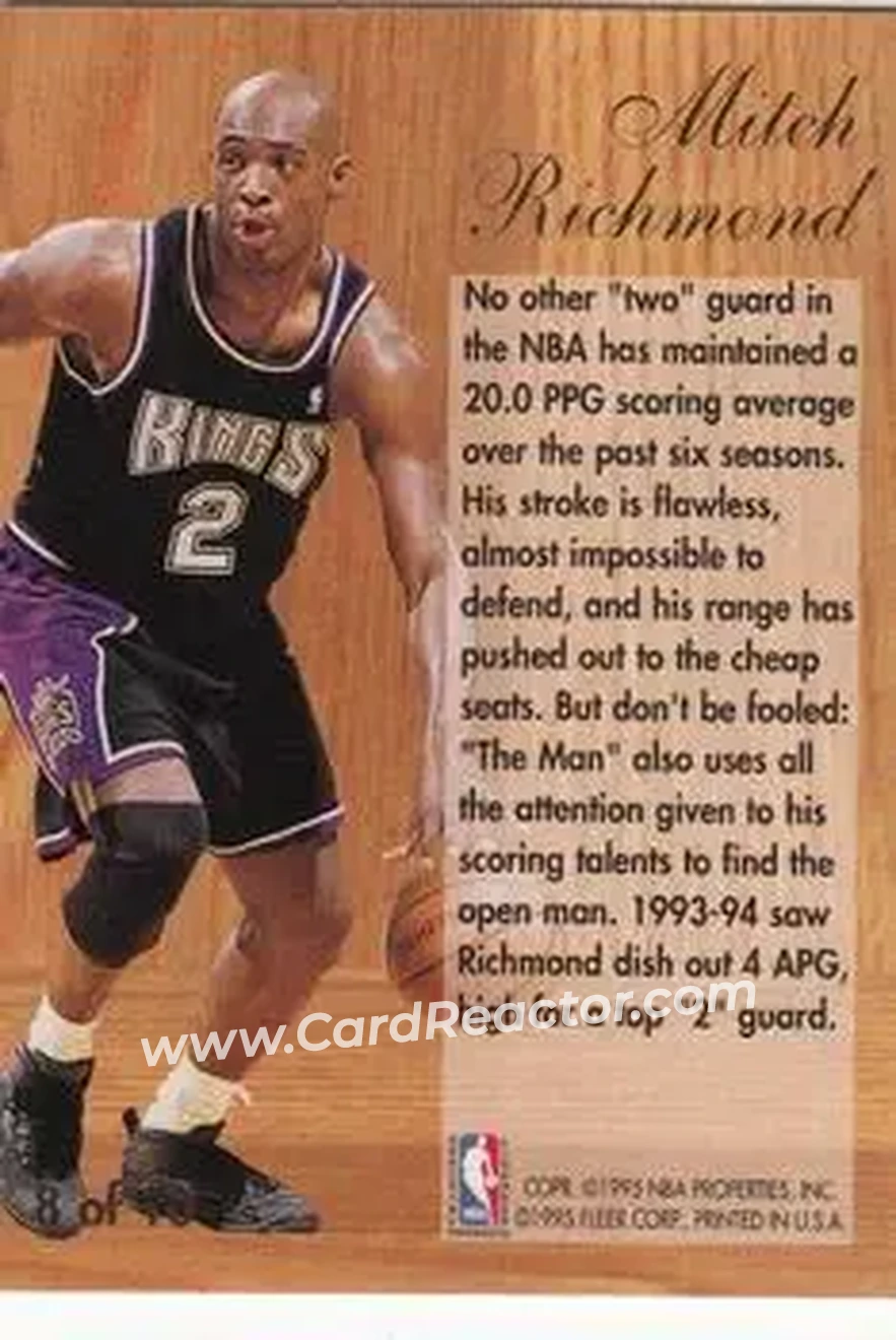 1994-95 Flair - Play Maker #8 - Mitch Richmond - Sacramento Kings - Back 1994-95 Flair - Play Maker #8 - Mitch Richmond - Sacramento Kings - Back