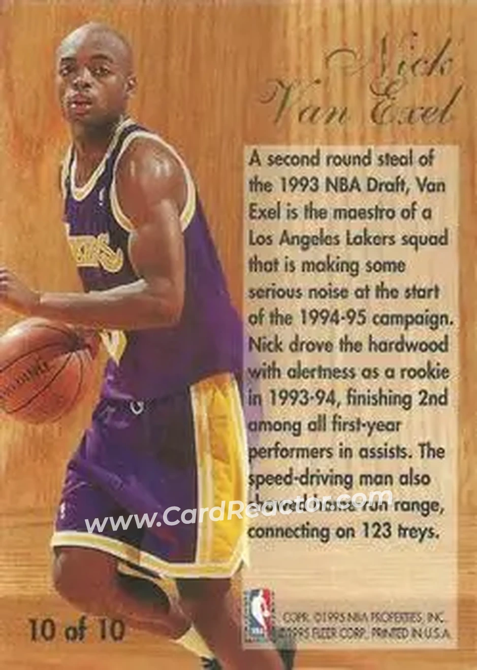 1994-95 Flair - Play Maker #10 - Nick Van Exel - Los Angeles Lakers - Back