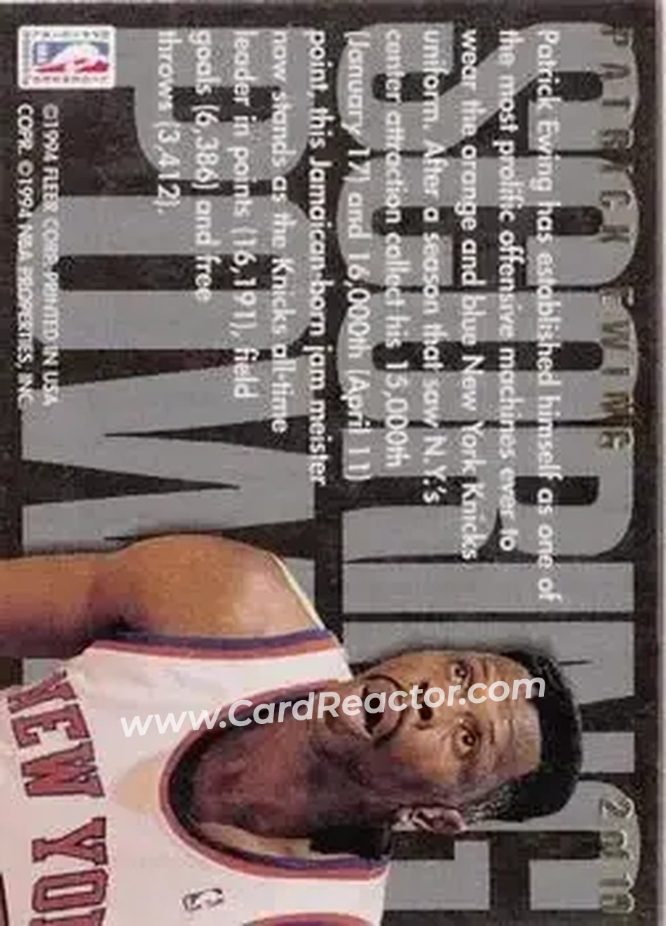 1994-95 Flair - Scoring Power #2 - Patrick Ewing - New York Knicks - Back