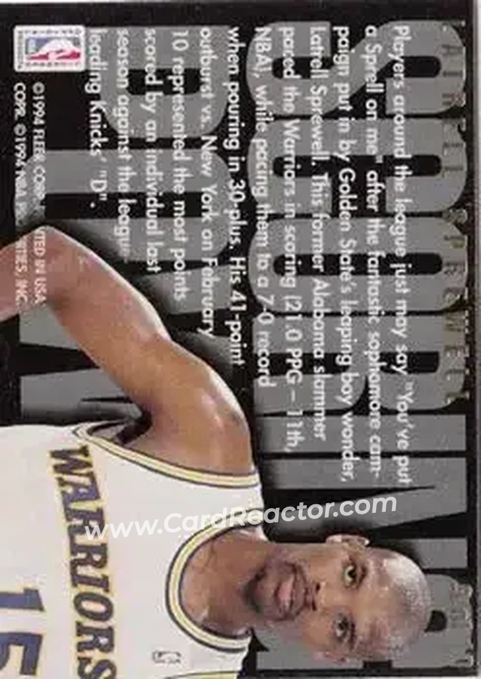 1994-95 Flair - Scoring Power #9 - Latrell Sprewell - Golden State Warriors - Back