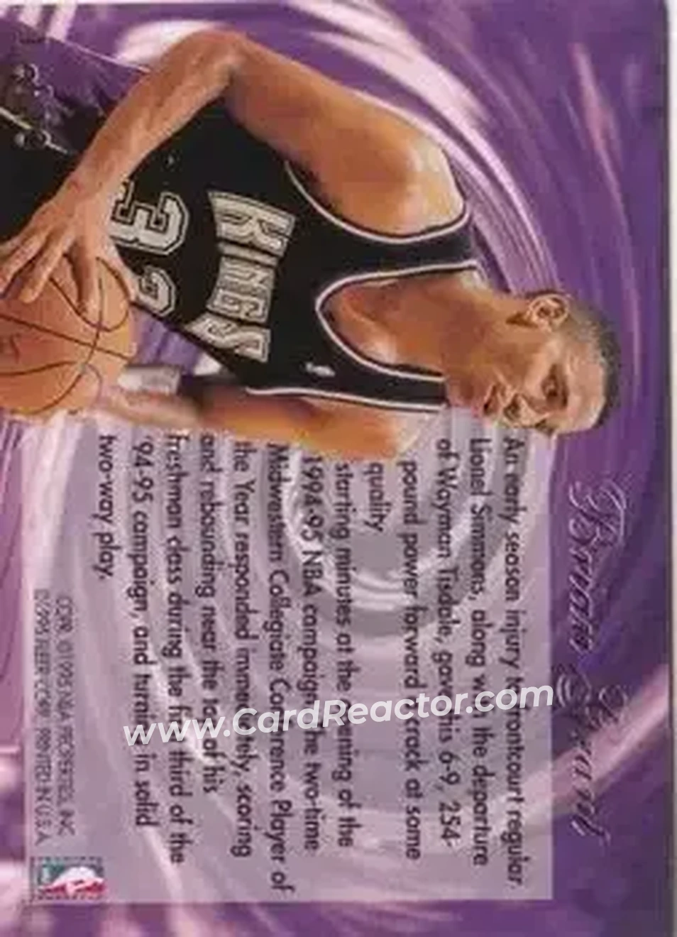 1994-95 Flair - Wave of the Future #1 - Brian Grant - Sacramento Kings - Back