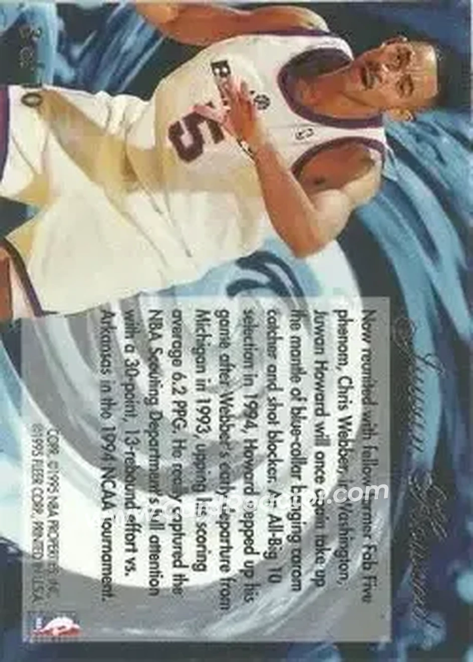 1994-95 Flair - Wave of the Future #3 - Juwan Howard - Washington Bullets - Back