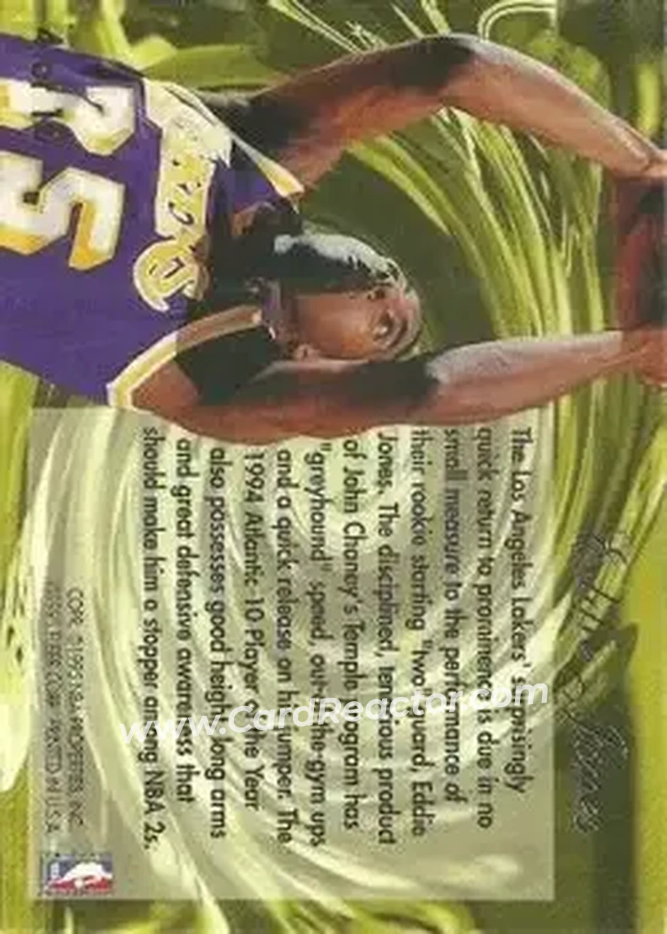 1994-95 Flair - Wave of the Future #4 - Eddie Jones - Los Angeles Lakers - Back 1994-95 Flair - Wave of the Future #4 - Eddie Jones - Los Angeles Lakers - Back