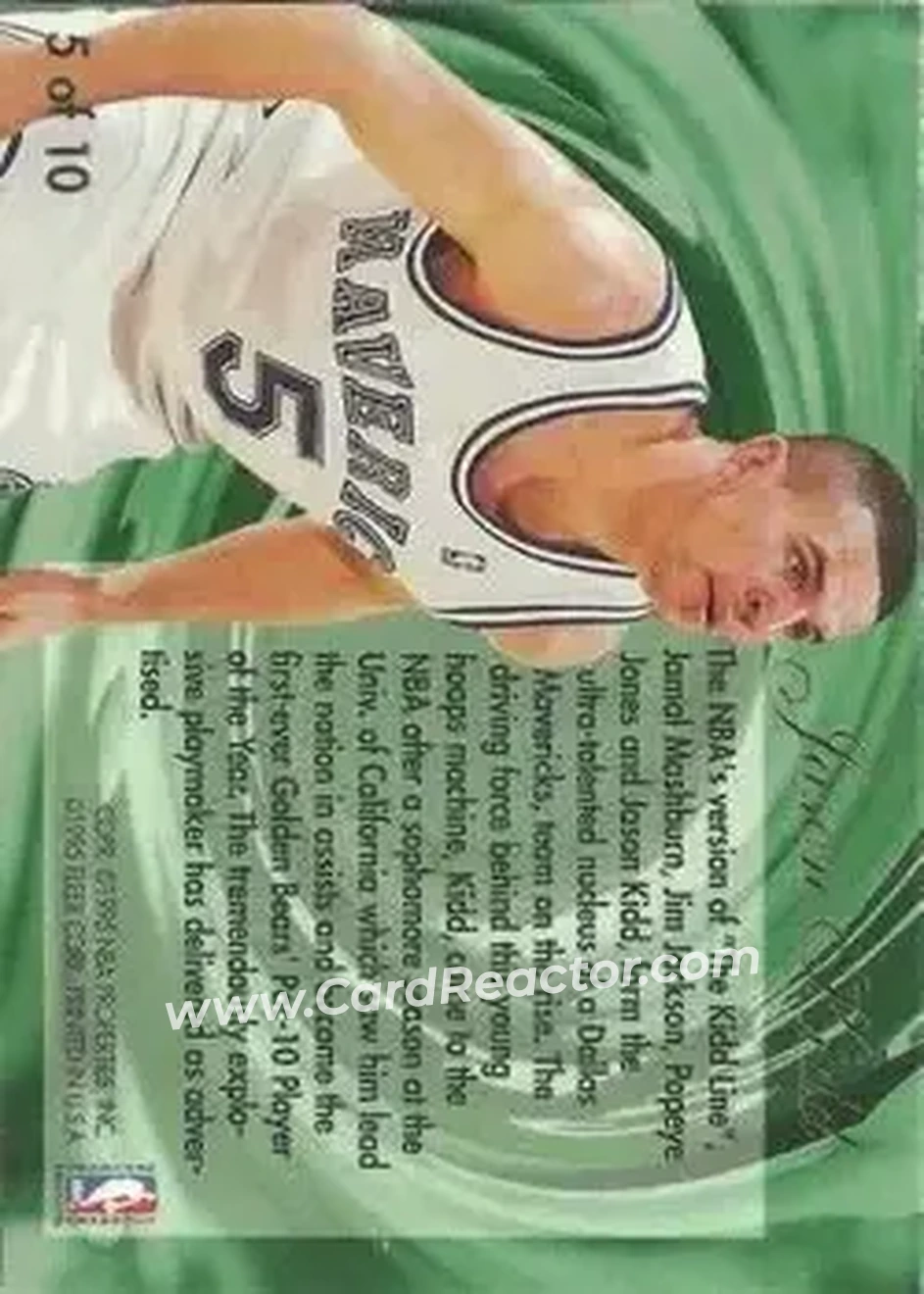 1994-95 Flair - Wave of the Future #5 - Jason Kidd - Dallas Mavericks - Back 1994-95 Flair - Wave of the Future #5 - Jason Kidd - Dallas Mavericks - Back