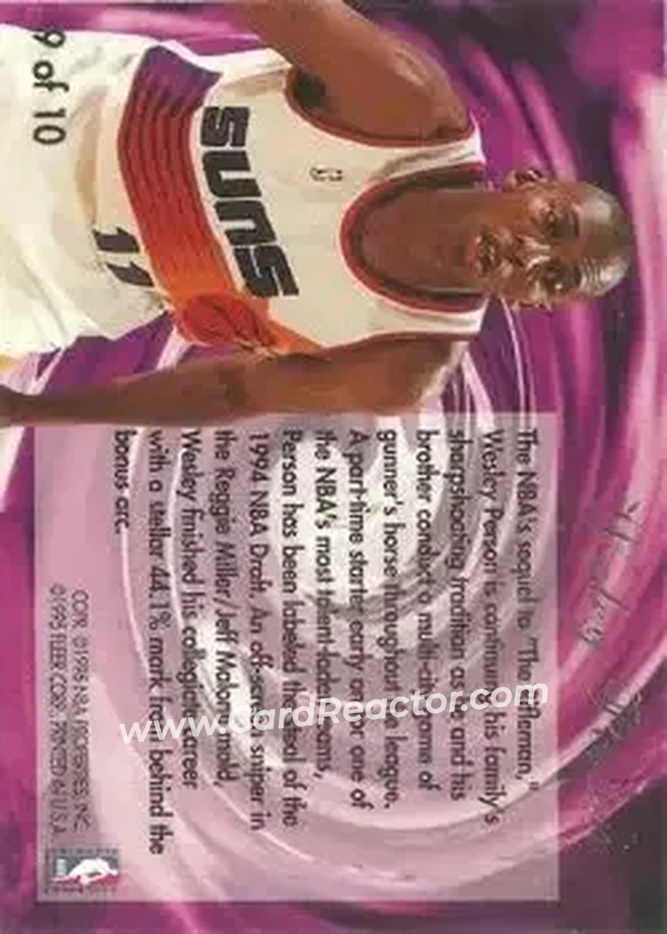 1994-95 Flair - Wave of the Future #9 - Wesley Person - Phoenix Suns - Back 1994-95 Flair - Wave of the Future #9 - Wesley Person - Phoenix Suns - Back