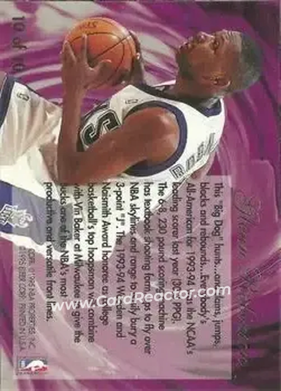 1994-95 Flair - Wave of the Future #10 - Glenn Robinson - Milwaukee Bucks - Back 1994-95 Flair - Wave of the Future #10 - Glenn Robinson - Milwaukee Bucks - Back