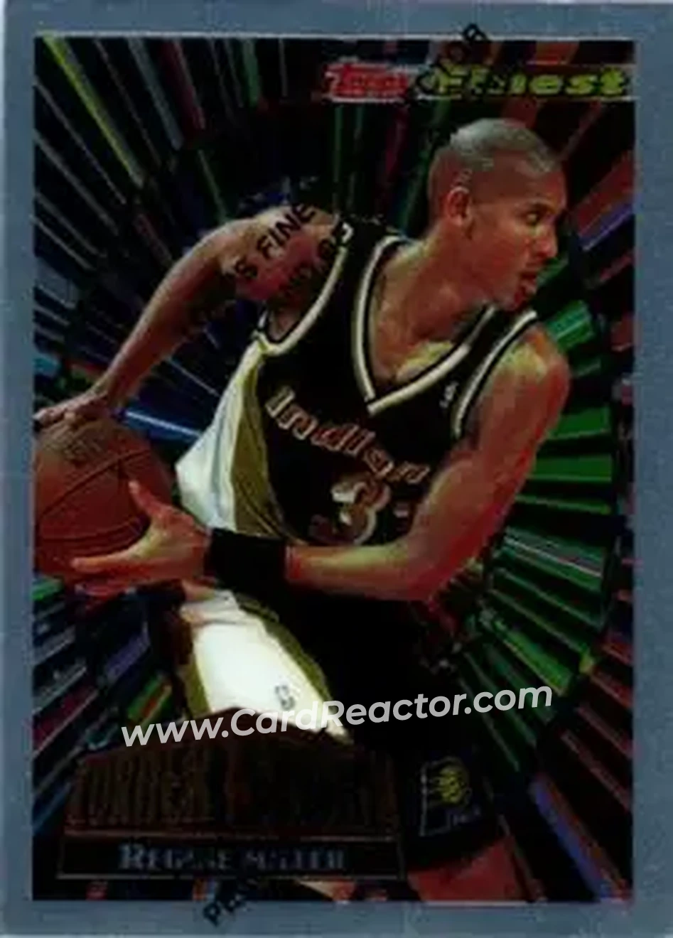 1994-95 Finest - Cornerstone #CS10 - Reggie Miller - Indiana Pacers - Front 1994-95 Finest - Cornerstone #CS10 - Reggie Miller - Indiana Pacers - Front