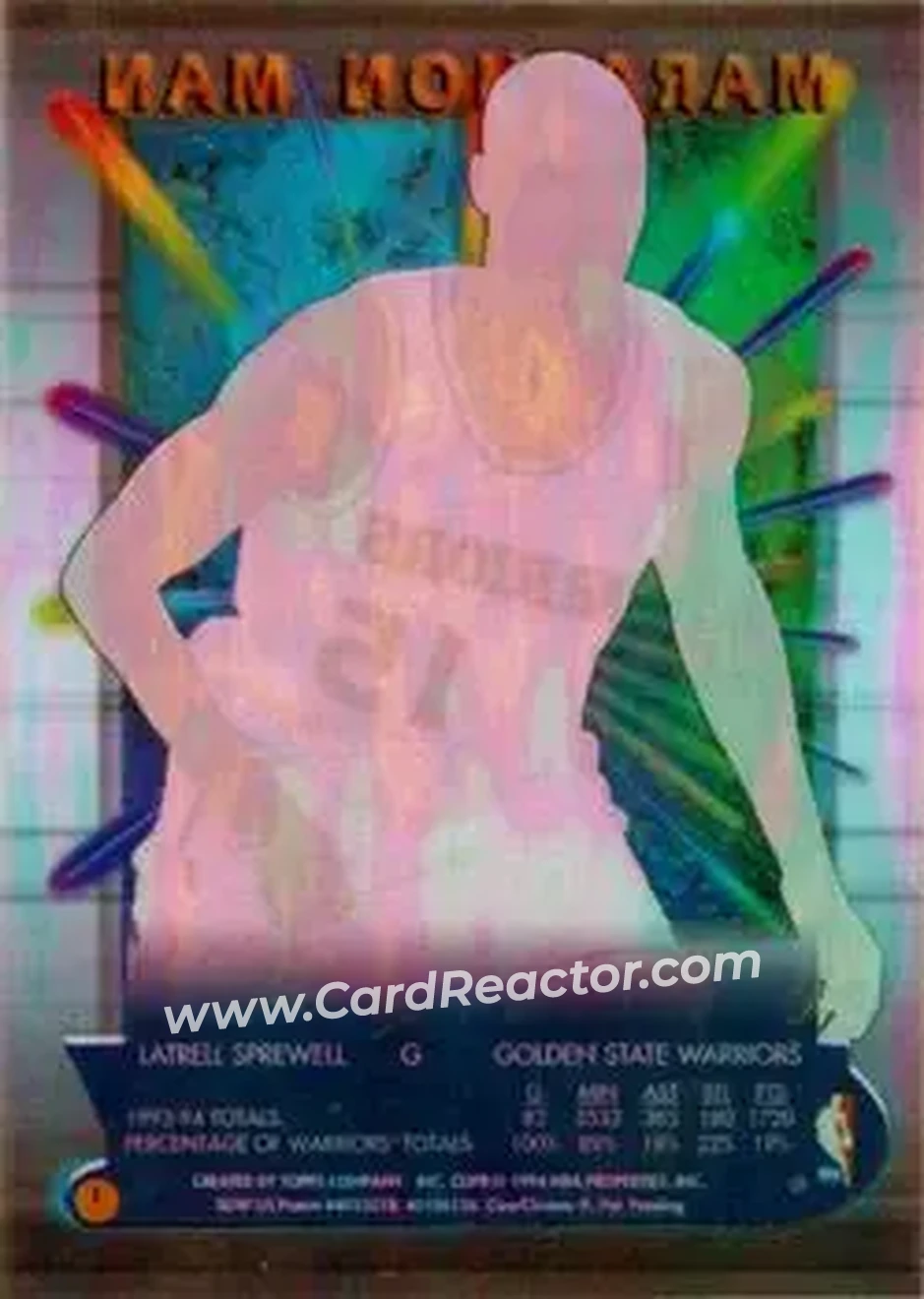 1994-95 Finest - Marathon Men #1 - Latrell Sprewell - Golden State Warriors - Back