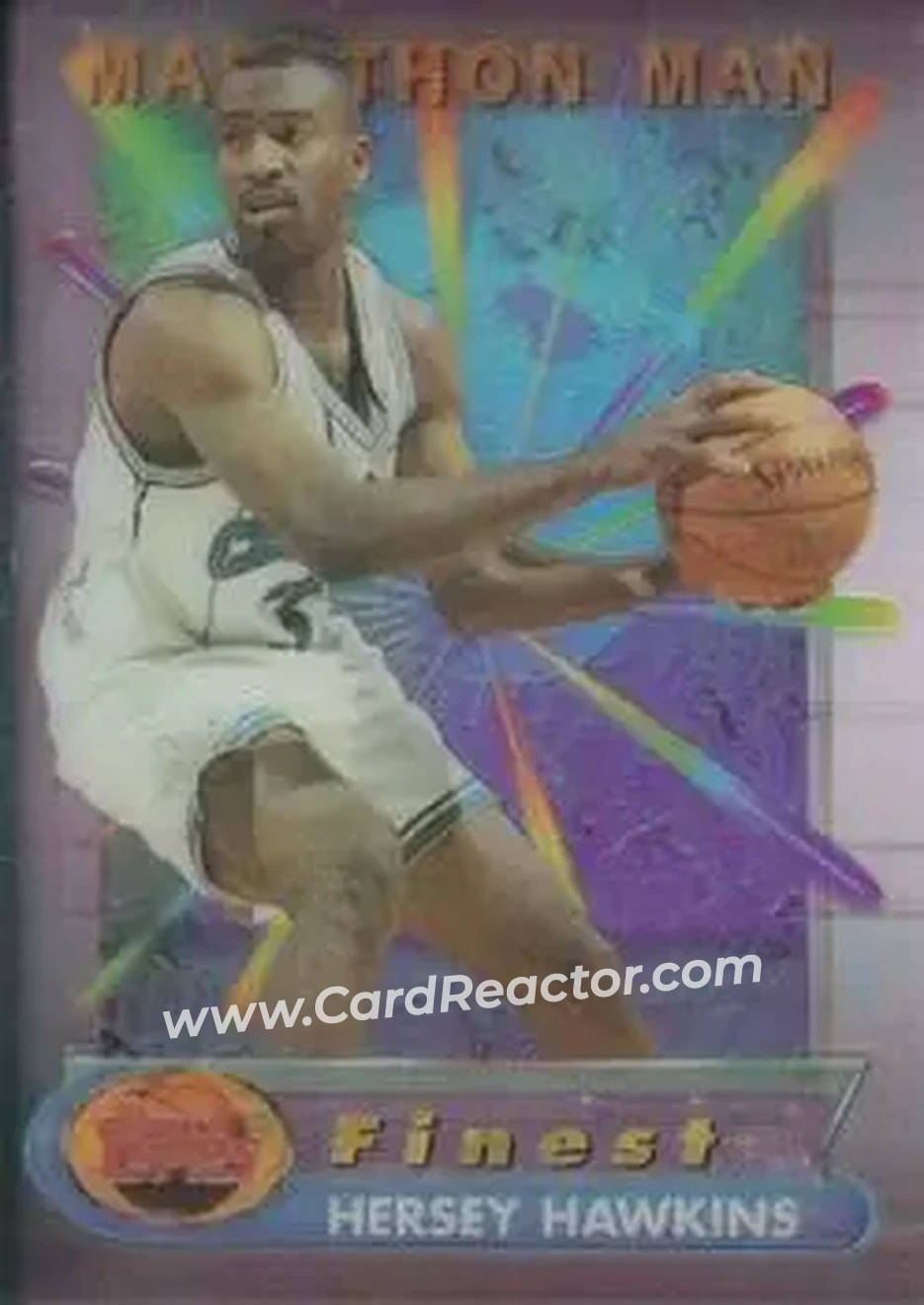 1994-95 Finest - Marathon Men #7 - Hersey Hawkins - Charlotte Hornets - Front