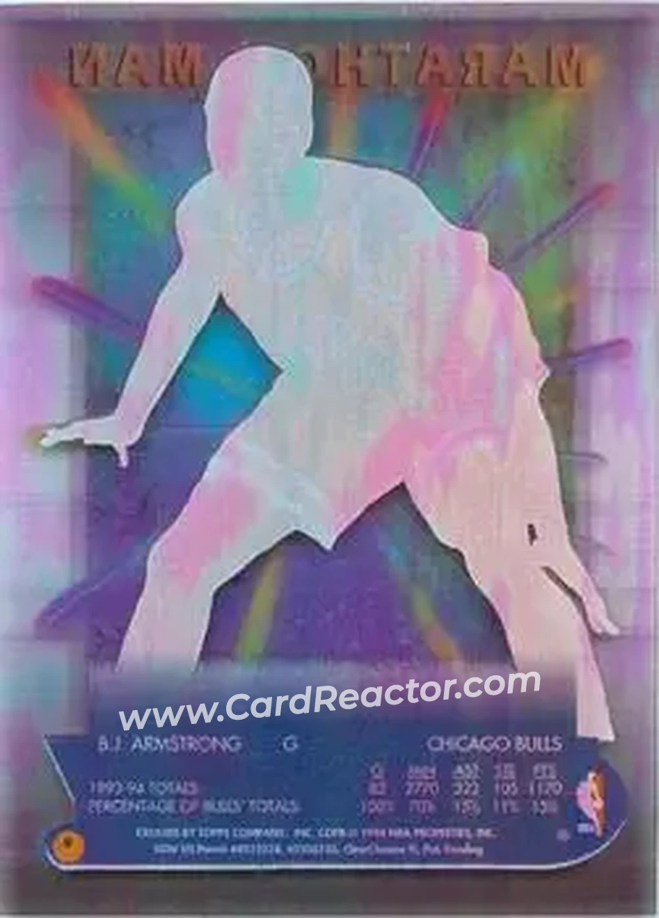 1994-95 Finest - Marathon Men #9 - B.J. Armstrong - Chicago Bulls - Back