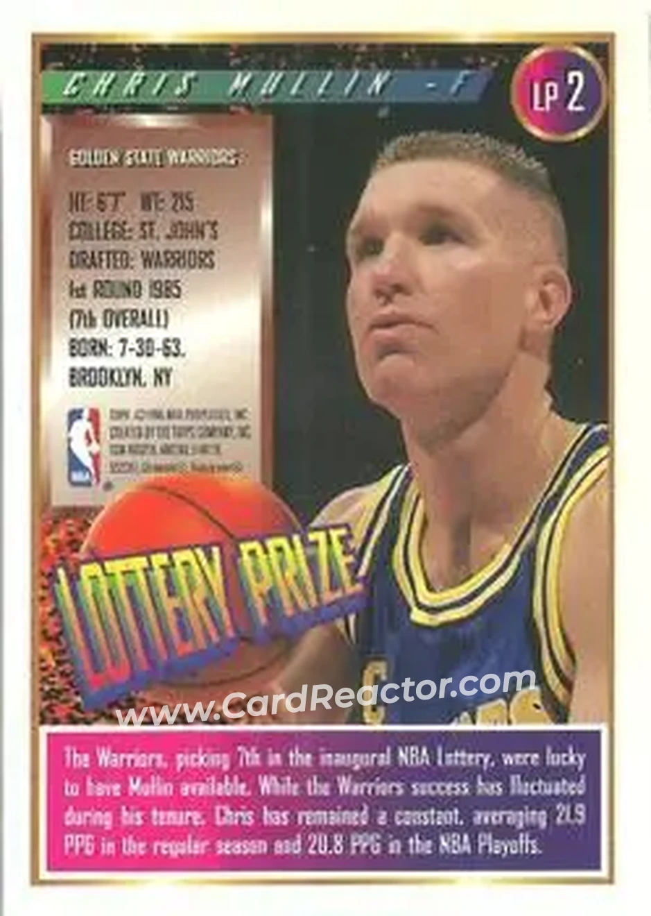 1994-95 Finest - Lottery Prize #LP2 - Chris Mullin - Golden State Warriors - Back