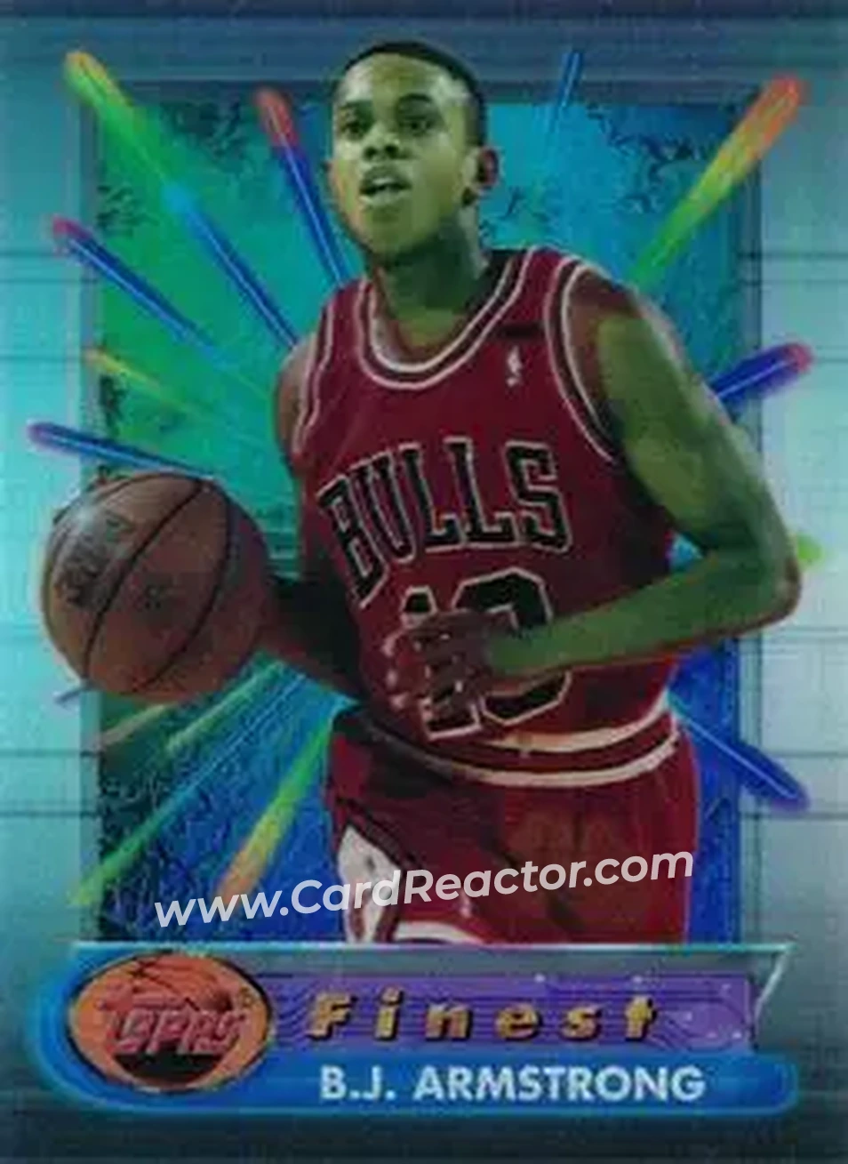 1994-95 Finest - Refractors #25 - B.J. Armstrong - Chicago Bulls - Front 1994-95 Finest - Refractors #25 - B.J. Armstrong - Chicago Bulls - Front