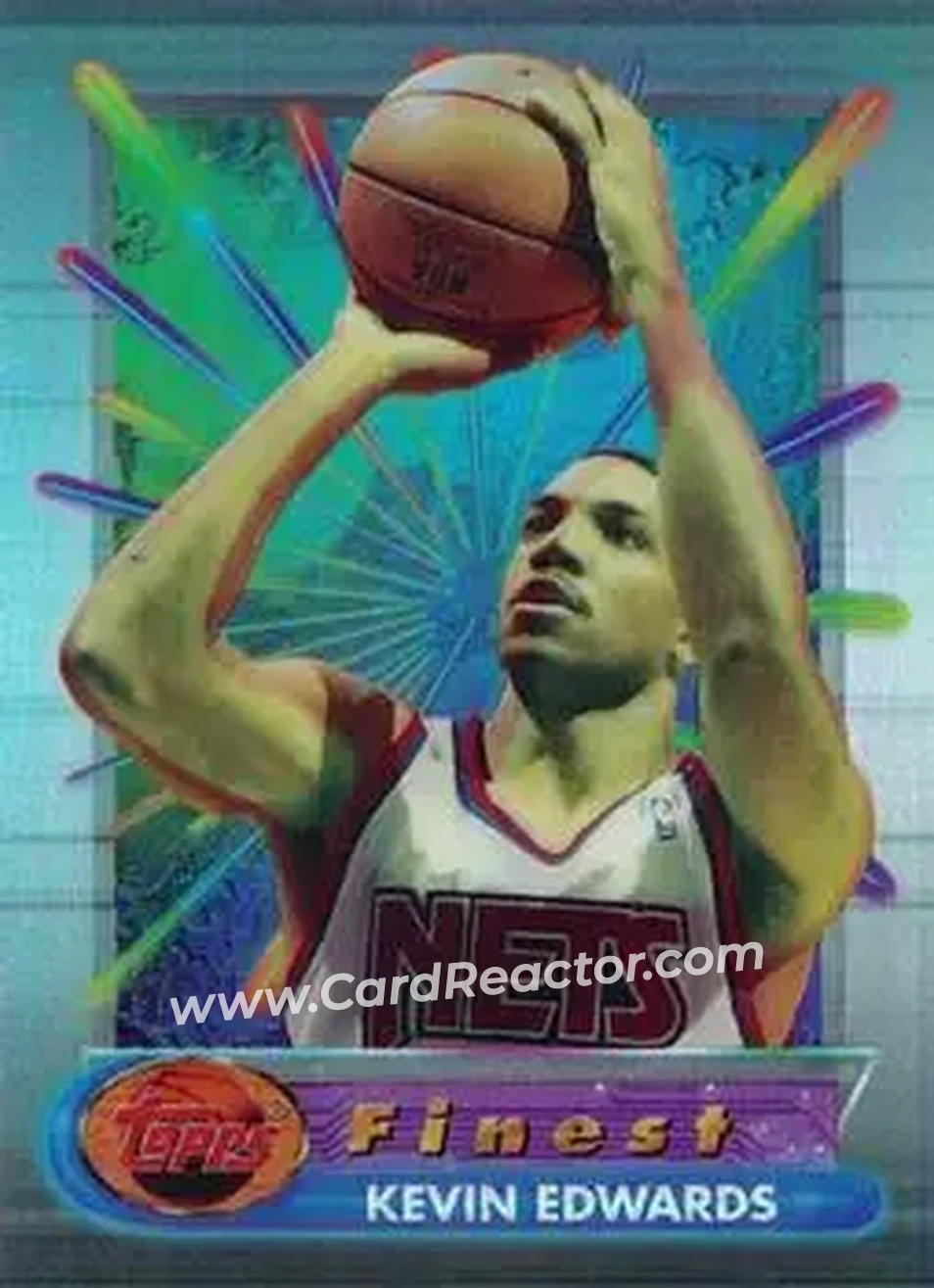 1994-95 Finest - Refractors #28 - Kevin Edwards - New Jersey Nets - Front 1994-95 Finest - Refractors #28 - Kevin Edwards - New Jersey Nets - Front