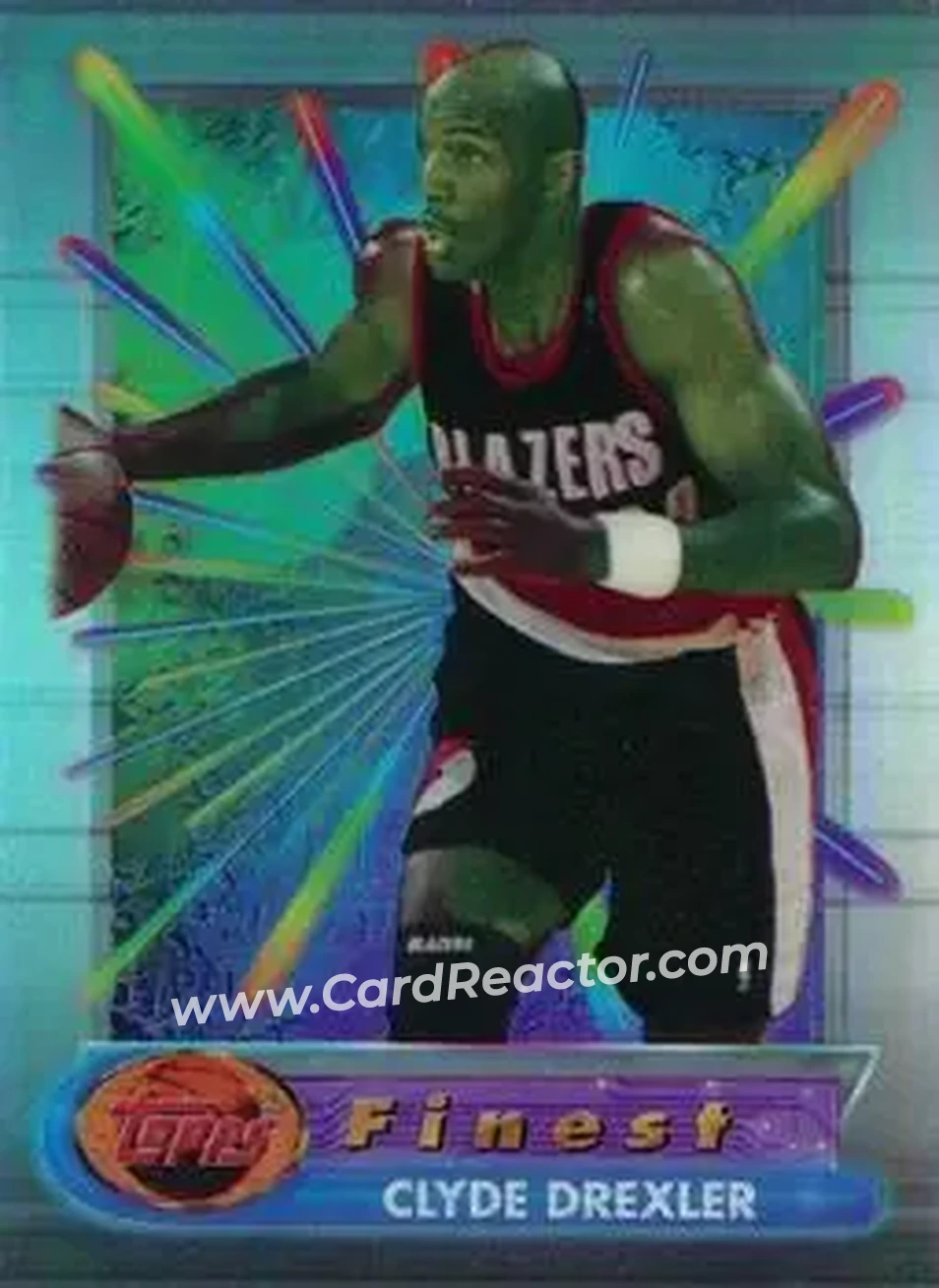 1994-95 Finest - Refractors #30 - Clyde Drexler - Portland Trail Blazers - Front 1994-95 Finest - Refractors #30 - Clyde Drexler - Portland Trail Blazers - Front