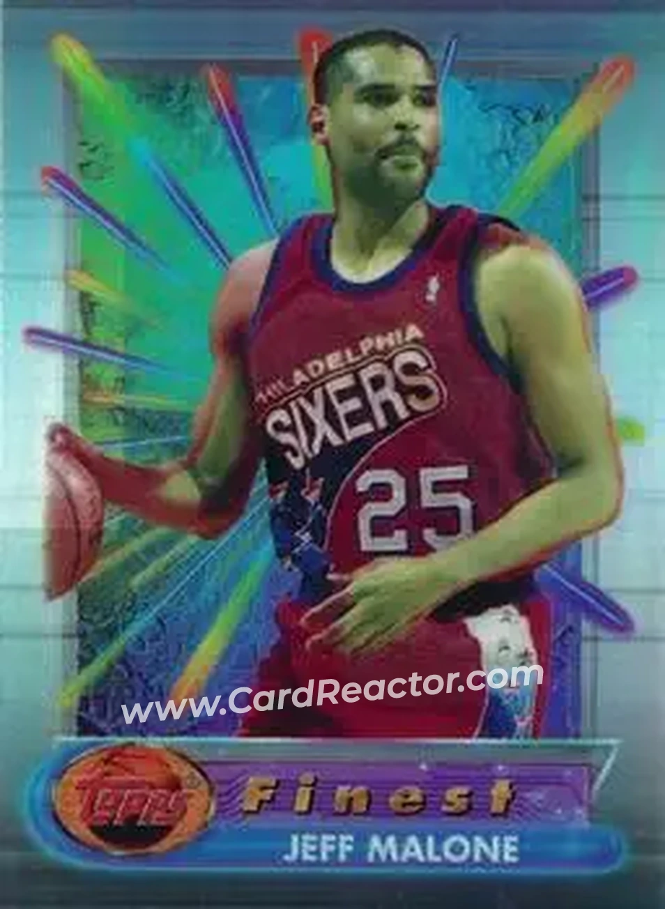 1994-95 Finest - Refractors #37 - Jeff Malone - Philadelphia 76ers - Front 1994-95 Finest - Refractors #37 - Jeff Malone - Philadelphia 76ers - Front
