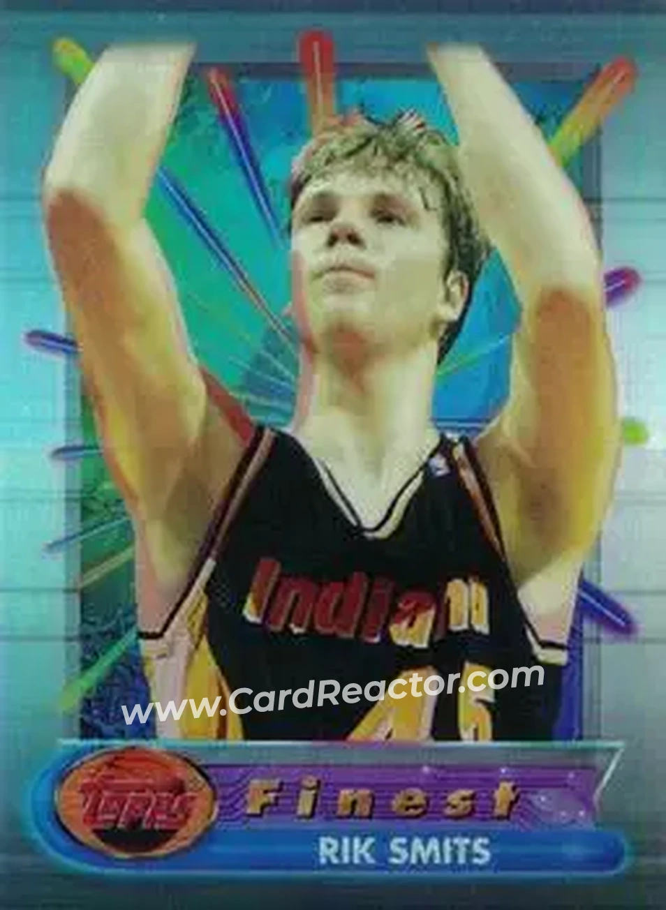 1994-95 Finest - Refractors #38 - Rik Smits - Indiana Pacers - Front 1994-95 Finest - Refractors #38 - Rik Smits - Indiana Pacers - Front